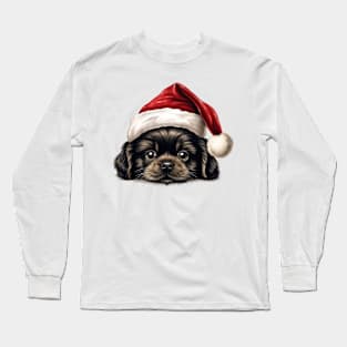 Christmas Peeking Puppy Long Sleeve T-Shirt